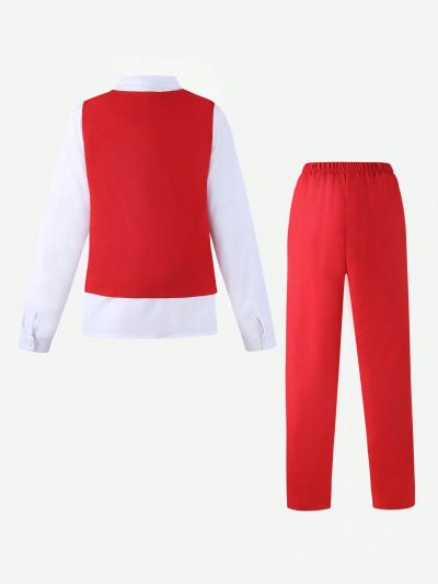 2pcs/Set Teen Boys' Fashionable Party Performance Gentleman Suit For Spring And Autumn