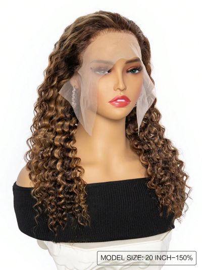 Transparent Lace Ombre Honey Blonde Piano Color Deep Wave 13*6  Lace Front Wigs Highlight 4/27# Human Hair Wig Pre Plucked For Women
