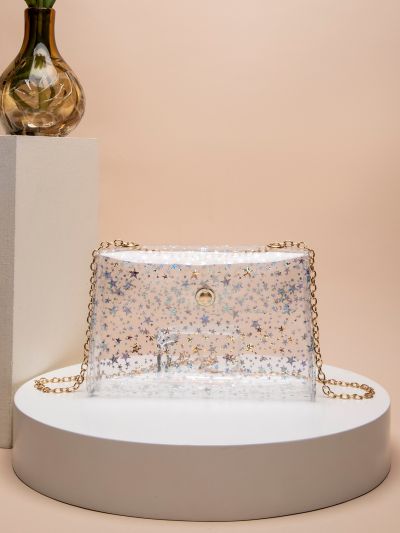 Clear Star Pattern Chain Square Bag