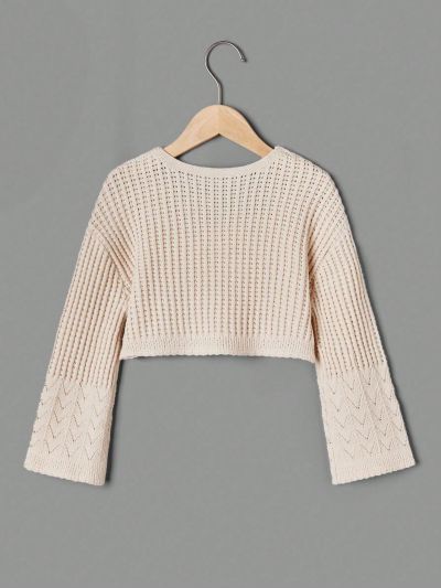 Teenage Girls' Casual Loose Fit Flare Sleeve Sweatershirt