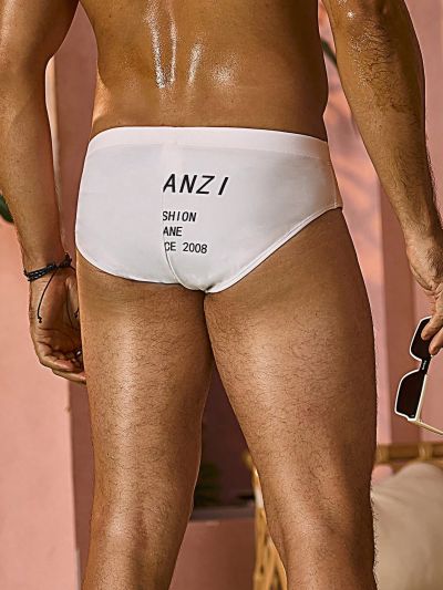 Men's Letter Print Swim Trunks