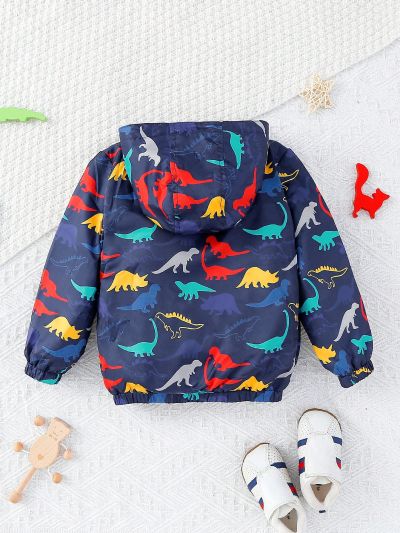 Baby Boys' Cute Dinosaur Pattern Zipper Hooded Jacket