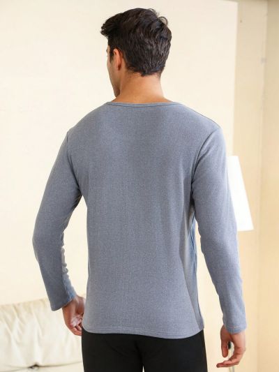 Men'S Solid Long Sleeve Thermal Underwear