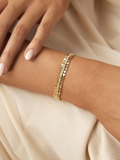 SHEIN Belle 1pc Fashionable Sparkly Chain Link Bracelet