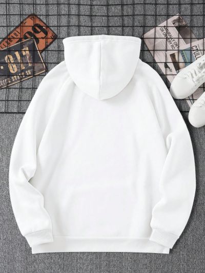 Men's Plus Size Hooded Sweatshirt With Text Print