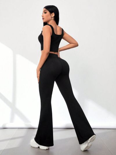 Daily&Casual Women's Tank Top & Bell Bottom Pants Running Exercise Daily Casual Outdoors Sportwear Set