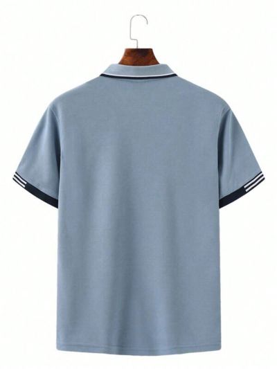 Manfinity Homme Men's Fashionable Comfortable Color Blocking Polo Shirt