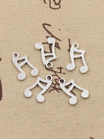 30Pcs Charms Musical Note  Silver Color Pendants Antique Making Handmade Crafts DIY Jewelry