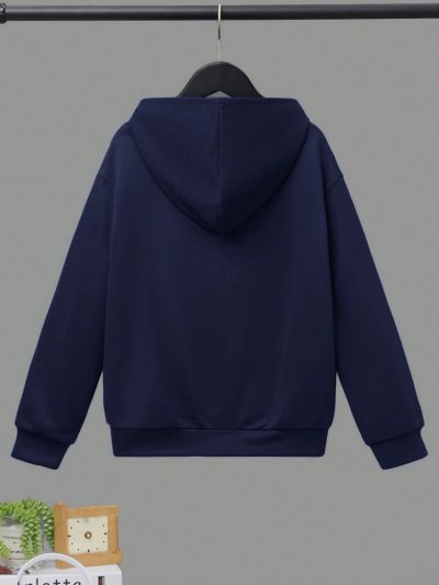 SHEIN Tween Boy Casual Hooded Sweatshirt With Letter Print