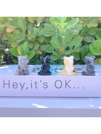 1pc Random Color Cute Carved Crystal Dinosaur Ornament; Natural Stone, May Contain Irregular Cracks And Small Gaps