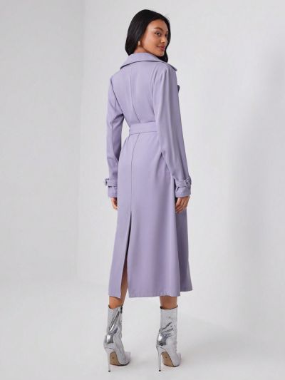 Sara Locci Cloak Sleeve Belted Trench Coat