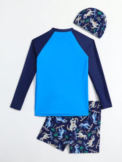 Boys (Large) Dinosaur Print Swimsuit Suit