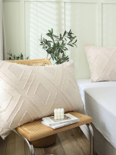 1pair Tufted Geometric Pattern Pillowcase Set Without Filler