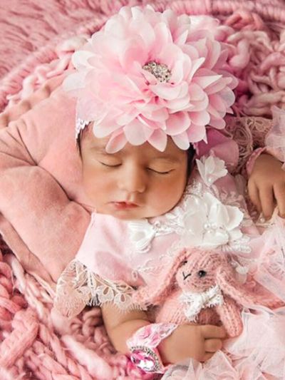 Beborn Baby Girl Rhinestone Decor Lace Socks & Headband Photography Set