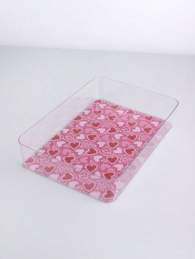 SHEIN X Skyy Designs Co Heart Printed Desktop Storage Box, Drawer Type Organizer For Skin Care Products, Cosmetics, Stationery, Books