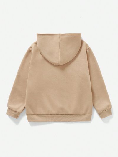 SHEIN Tween Boys Casual Patterned Long Sleeve Hoodie, Suitable For Autumn And Winter