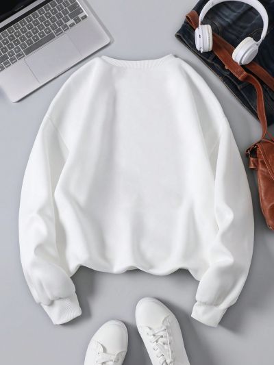 Letter Printed Drop Shoulder Sweatshirt