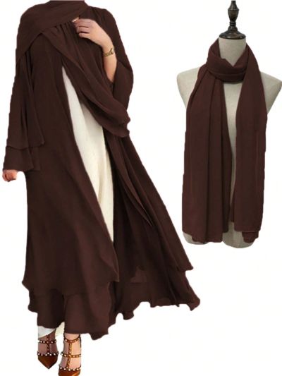 1 Set Women's Solid Color Chiffon Scarf Shawl Headscarf (abaya)