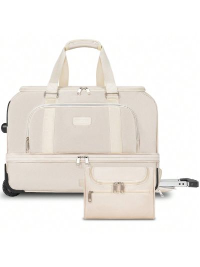 ETRONIK Large Weekender Bags with Shoes Compartment, Rolling Duffel Bag with Wheels,  Waterproof Carry on Suitcase with Adjustable Strap for Overnight Trip, Toiletry Bag for Men Women