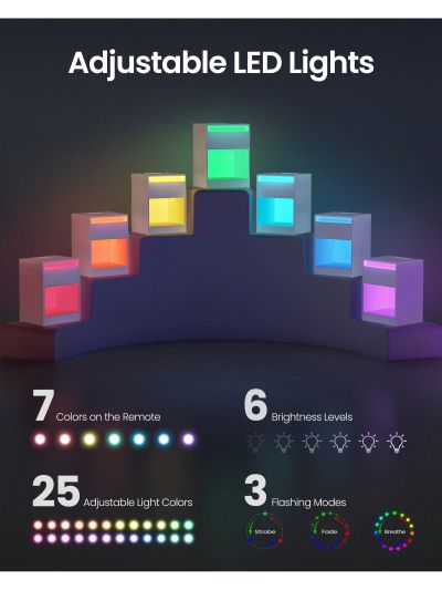 VASAGLE Nightstand with Charging Station, Side End Adjustable LED Lights, Bedside Table with Drawer 2 AC Outlets, 2 USB Ports, Modern, for Bedroom, 13.7" D x 15.7" W x 21.7" H, White