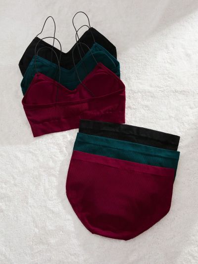 3pcs/set Solid Color Comfortable Underwear Set