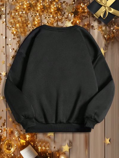 SHEIN Tween Boys' Casual Long Sleeve Round Neck New Year Printed Sweatshirt, Suitable For Autumn And Winter