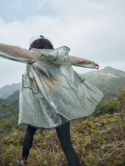 SHEIN In My Nature Women's Outdoor Leopard Printed Hooded Raincoat