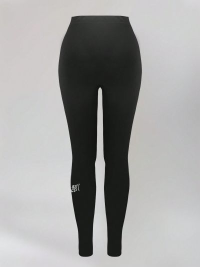 Women'S Slim Fit High Waist Stretchy Skinny Pants With Elastic Waistband, Solid Color