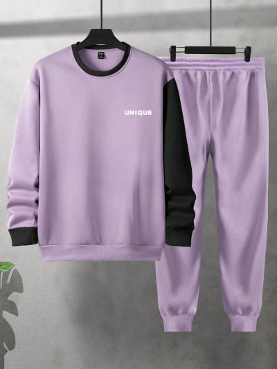 Men'S Casual Two-Piece Cartoon Crew Neck Top And Trousers Set