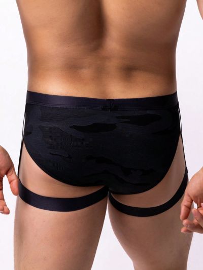 Camouflage Hollow Out Triangle Bikini Bottom