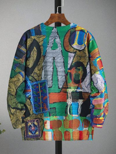 Manfinity Men's Printed Fashionable Pullover Sweater Suitable For Daily Wear