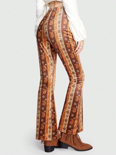 ROMWE Hippie Ladies' Fleece Paisley Print Pants