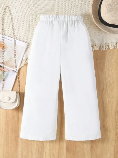 Young Girl Button Detail Wide Leg Pants