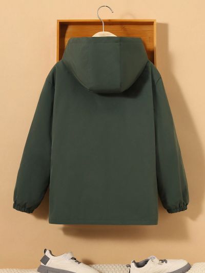 SHEIN Tween Boy Flap Pocket Hooded Winter Coat