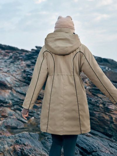 In My Nature Women's Hooded Zipper Front Drawstring Waist Sporty Jacket