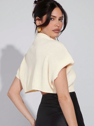 Luxe Womens Padded Shoulder Cropped Vest