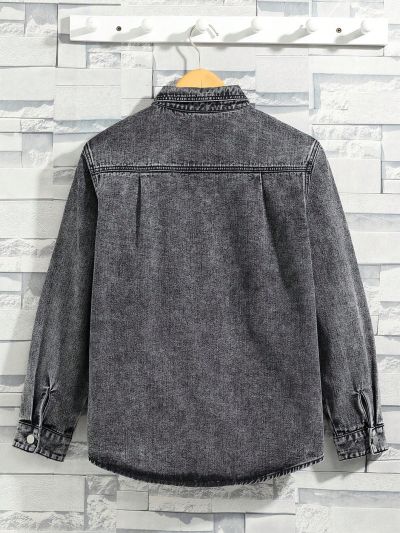 SHEIN Teenage Boys' Casual Denim Jacket