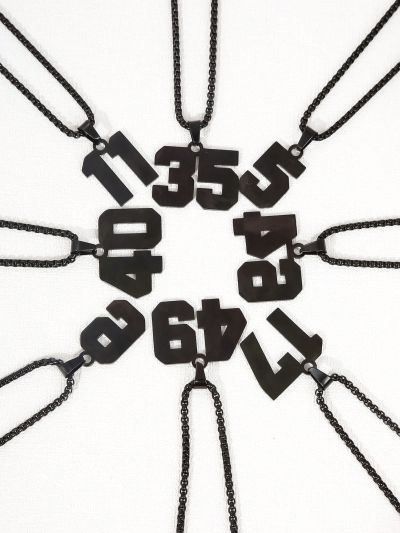 1Pc Creative Stainless Steel Black Jersey Number Pendant Necklace for Men Sport