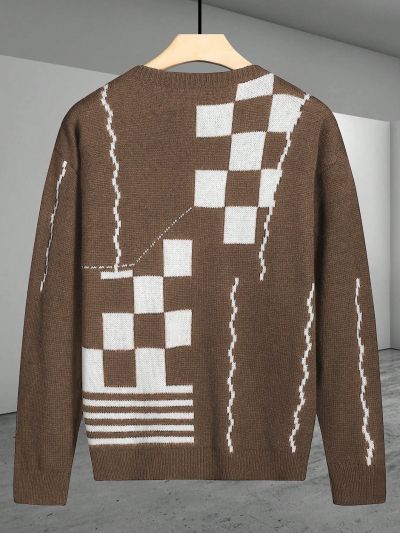 Manfinity Men'S Plaid Pattern Long Sleeve Cardigan