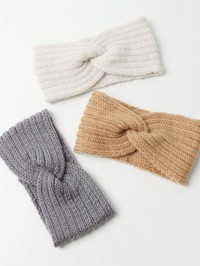 3pcs Women's Multicolor Knitted Casual Headband, Warm & Comfortable, Suitable For Daily Wear