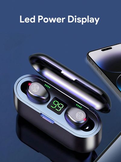 Teckwe Wireless Earbuds,High-End Wireless Headphones With LED Power Display,Noise Canceling, IPX7 Waterproof,Weightless And Comfortable In-Ear & 8MM Speaker,3Hrs Play Continuously & The Charging Box Can Be Charged 15 Times Perfect Gift For Birthdays