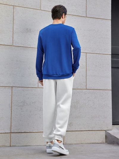 Manfinity Men'S Letter Print Sweatshirt And Joggers Knit Casual 2pcs/Set