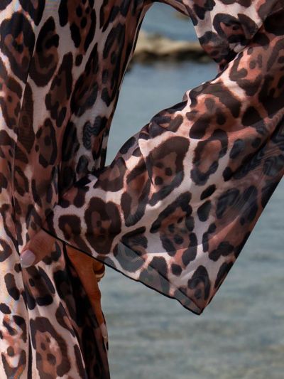 SHEIN Swim Vcay Leopard Print Flared Sleeves Kimono