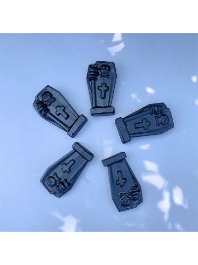 1pc Random Natural Obsidian Carving Coffin Shaped Ornament, Suitable For Halloween Decoration