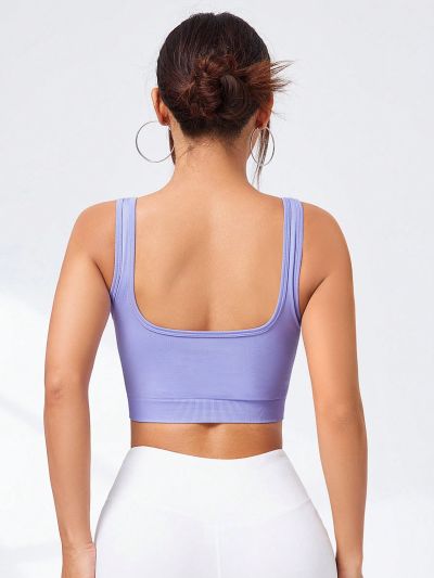 SHEIN Yoga Basic Solid Color Breathable Round Neck Sports Underwear