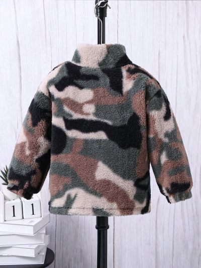 SHEIN Toddler Boys' Camouflage Zip-up Jacket