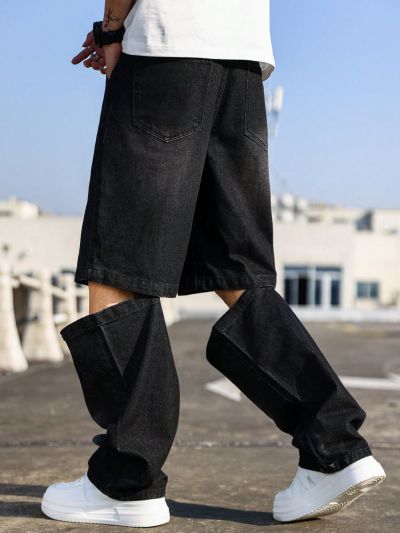 Manfinity EMRG Men's Ripped Casual Jeans With Washed Effect