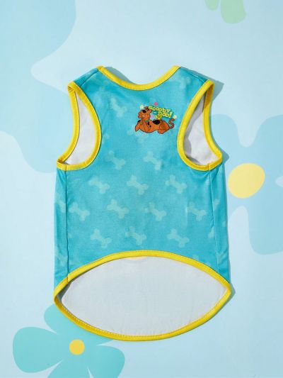 SCOOBY-DOO X SHEIN Green Vest With Cute Pet Footprint Design