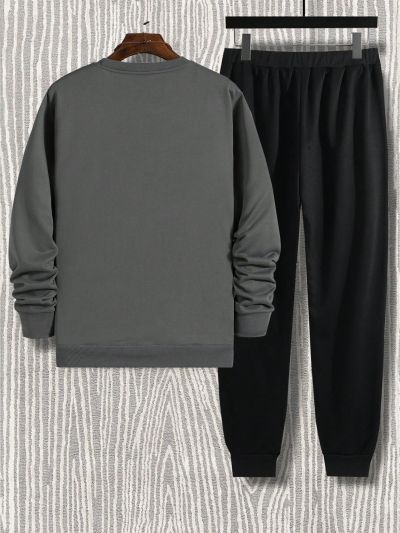 Manfinity Men Letter Graphic Sweatshirt & Sweatpants
