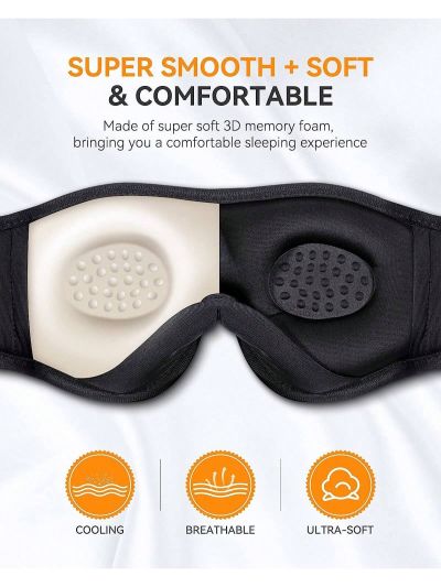MUSICOZY Sleep Headphones Bluetooth 5.2 Headband Sleeping Headphones Sleep Eye Mask, Wireless Music Earbuds Earphones for Side Sleepers Men Women Air Travel Cool Tech Gadgets Unique Gifts